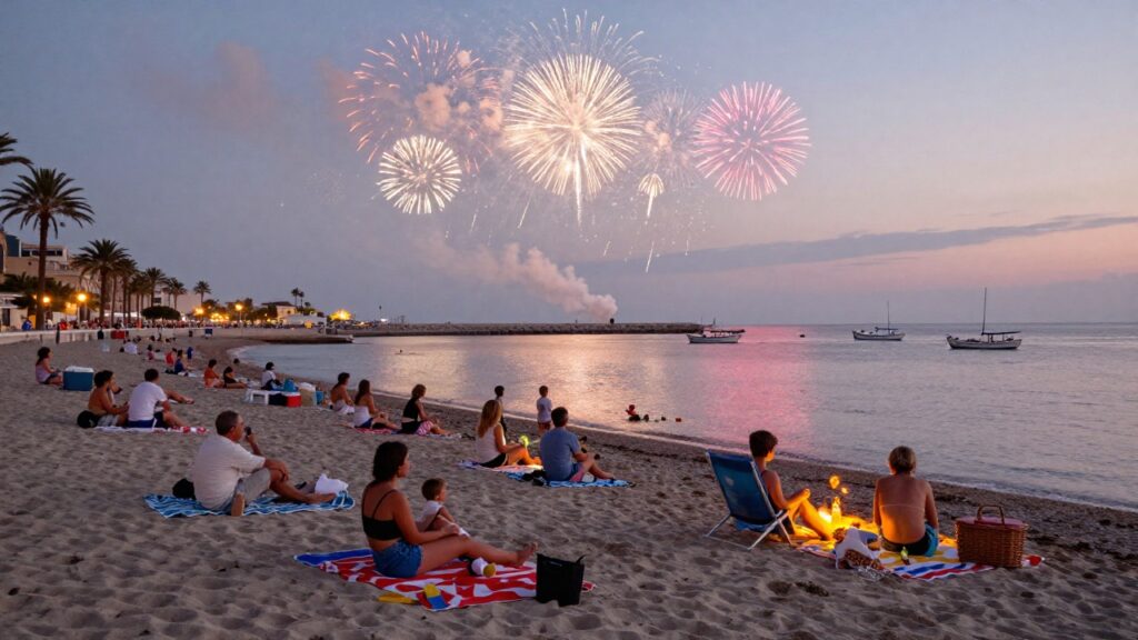 Image actuelle : Spectacle de feu d'artifice au Grau du Roi en 2026, animation pyrotechnique