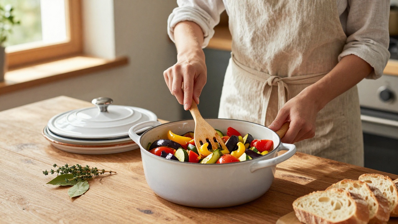 Image d'une recette ratatouille traditionnelle, un plat provençal classique