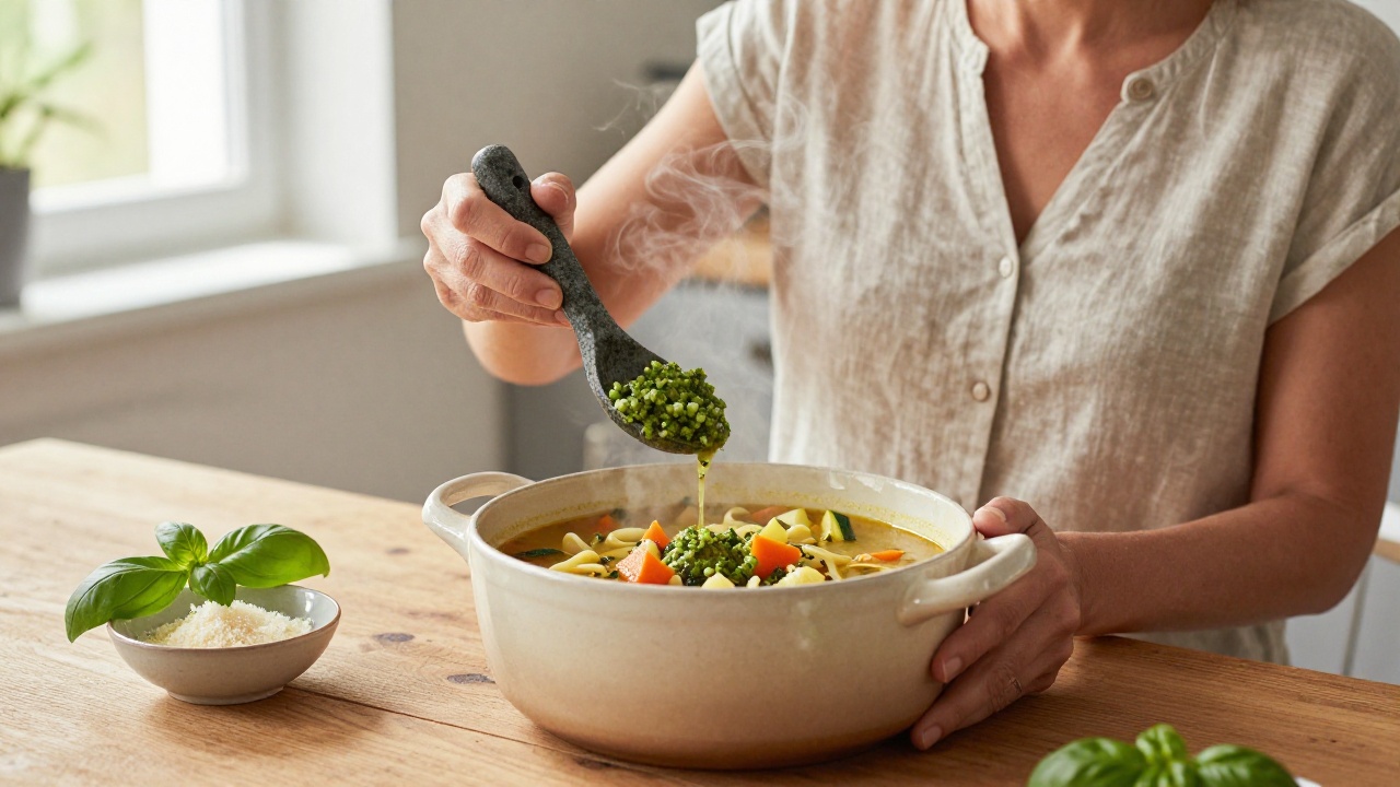 Recette soupe au pistou traditionnelle avec basilic frais et légumes